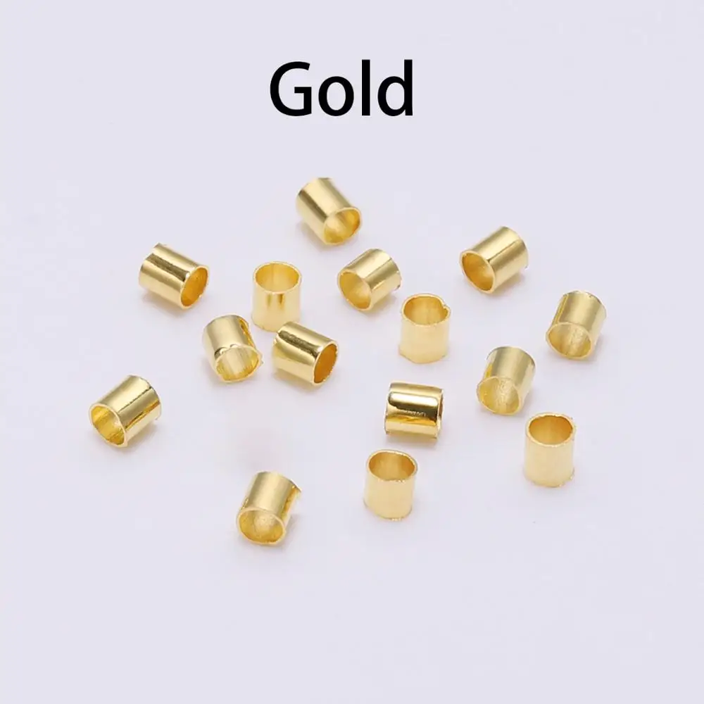 150-500pcs 1.5 2.0 2.5mm 골드 구리 튜브 크림프 엔드 비즈 스토퍼 스페이서 비즈 쥬얼리 만들기 결과 용품 목걸이
