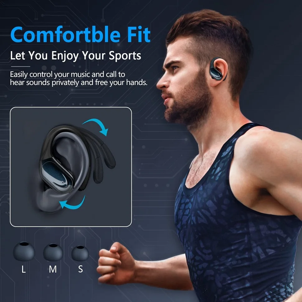 Bluetooth 5.3 이어폰 마이크 버튼 제어 기능이 있는 진정한 무선 헤드폰 소음 감소 귀고리 스포츠용 방수 헤드셋