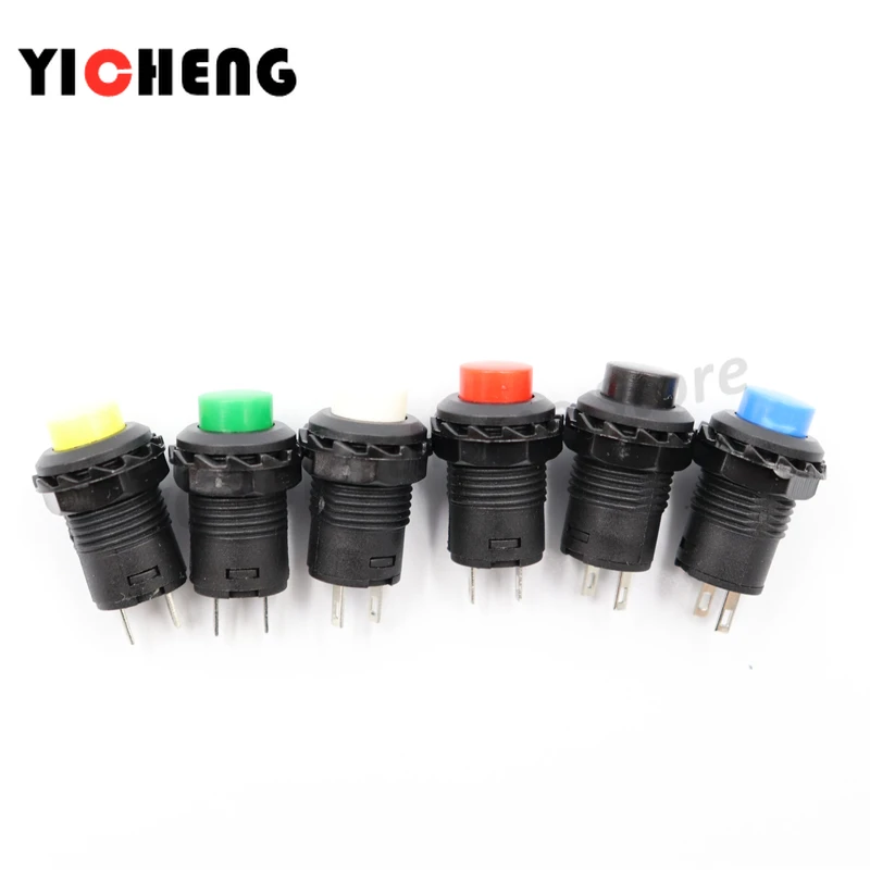 6pcs 자동 잠금/순간 푸시 버튼 스위치 DS228 DS428 12mm OFF-ON 푸시 버튼 스위치 3A /125VAC 1.5A/250VAC DS-228 DS-428