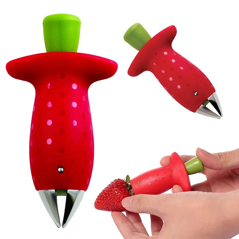 딸기 슬라이서 커터 딸기 Corer 딸기 Huller 과일 잎 줄기 제거제 샐러드 케이크 도구 주방 가제트 액세서리