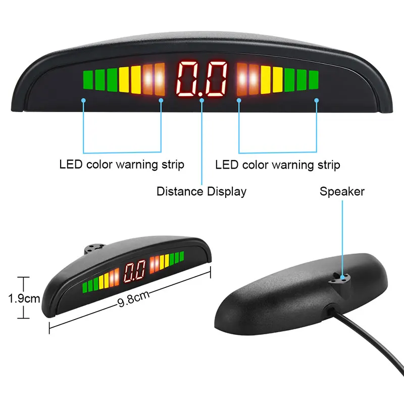 차량용 LED 주차 센서 키트, 레이더 4 개 포함, 정확한 디지털 디스플레이, 장애물 거리 알람 파크트로닉 키트, 대부분의 차량에 적합