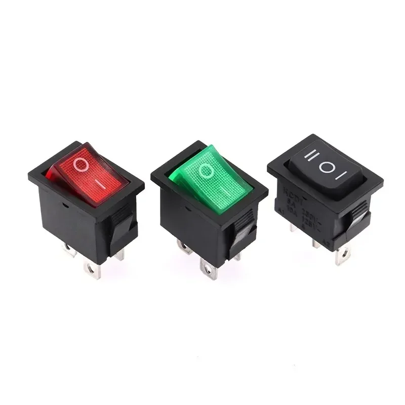 10Pcs KCD1 시리즈 2/3/4 핀 보트 자동차 로커 위치 전원 스위치 15mm x 21mm 블랙 레드 그린 6A/250V 10A/125V AC 도매