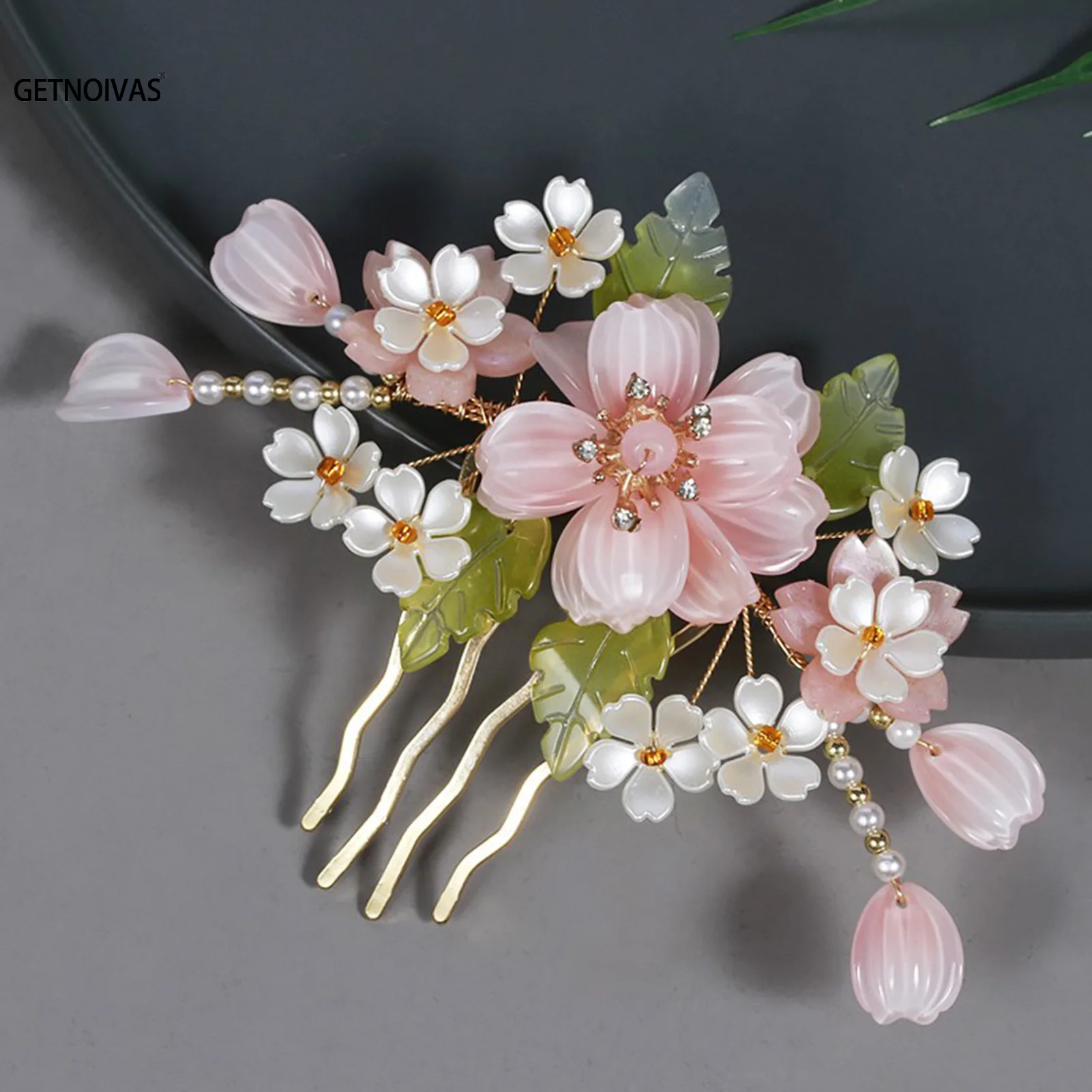 중국어 Hanfu 헤어 액세서리 세트 헤어 클립 머리핀 Haircomb 신부 머리 장식 레트로 웨딩 헤어 액세서리 모자를 쓰고 있죠 선물