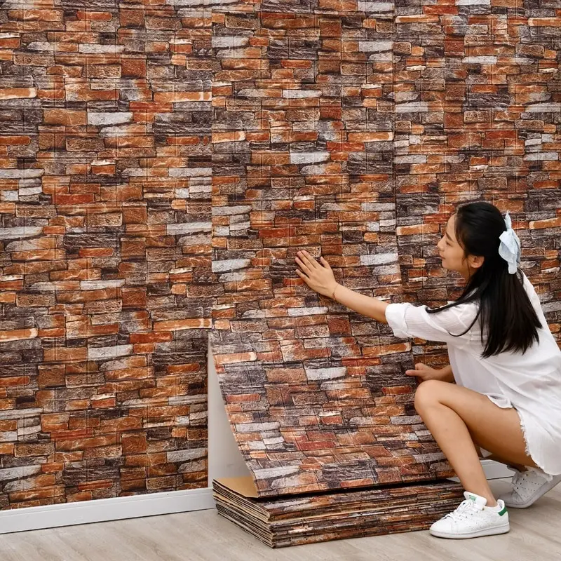 1-30Pcs 77*70/35*30cm 3D 벽 스티커 모조 벽돌 침실 홈 장식 방수 자체 접착 DIY 벽지 거실