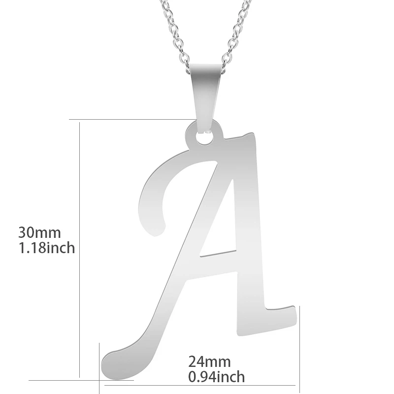 여성을위한 패션 편지 A-Z 목걸이 남성 스테인레스 스틸 고품질 영어 알파벳 목걸이 A B C D E FGHIJKLMNOPQRSTUVWXYZ