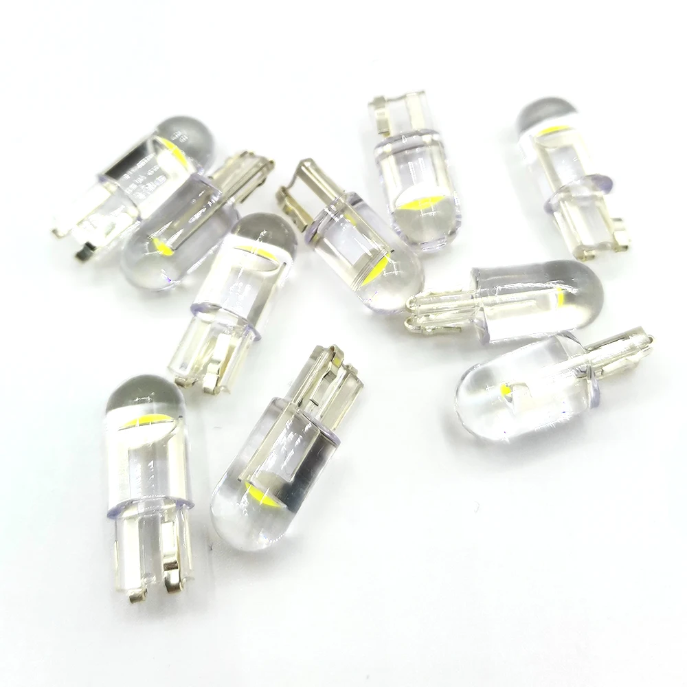 10x2021 최신 W5W Led T10 자동차 조명 COB 유리 6000K 흰색 자동차 자동차 번호판 램프 돔 읽기 DRL 전구 스타일 12V