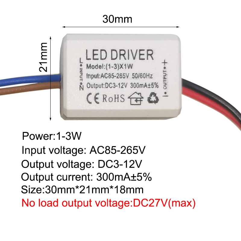 LED 전원 공급 장치 AC85-265V 조명 변압기, 300mA 1W 3W 5W 7W 12W 18W 20W 25W 36W