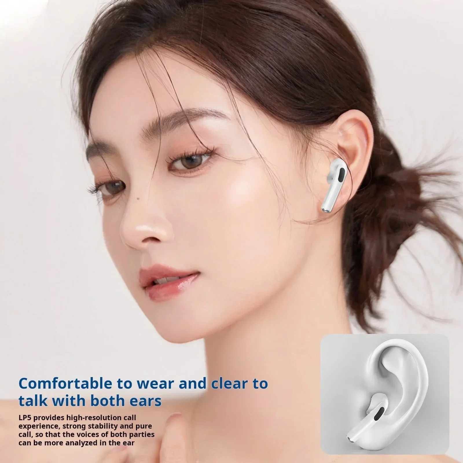 Airs Pro 진정한 무선 Bluetooth 이어폰 헤드폰 빈 끈 HiFi 사운드 IOS Android 용 낮은 대기 시간 소음 감소 이어 버드