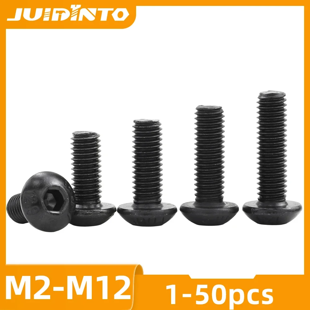 JUIDINTO 1-50pcs 알렌 원형 나사 볼트 12.9 등급 M2 M2.5 M3 M4 M5 M6 M8 M10 MTB 용 육각 육각형 소켓 버튼 헤드 나사 title=JUIDINTO 1-50pcs 알렌 원형 나사 볼트 12.9 등급 M2 M2.5 M3 M4 M5 M6 M8 M10 MTB 용 육각 육각형 소켓 버튼 헤드 나사 