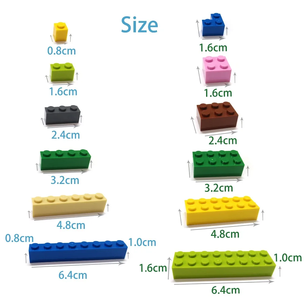 122pcs 두꺼운 피규어 벽돌 12 크기 DIY 빌딩 블록 교육 크리 에이 티브 크기 어린이를위한 3001 플라스틱 장난감과 호환 가능