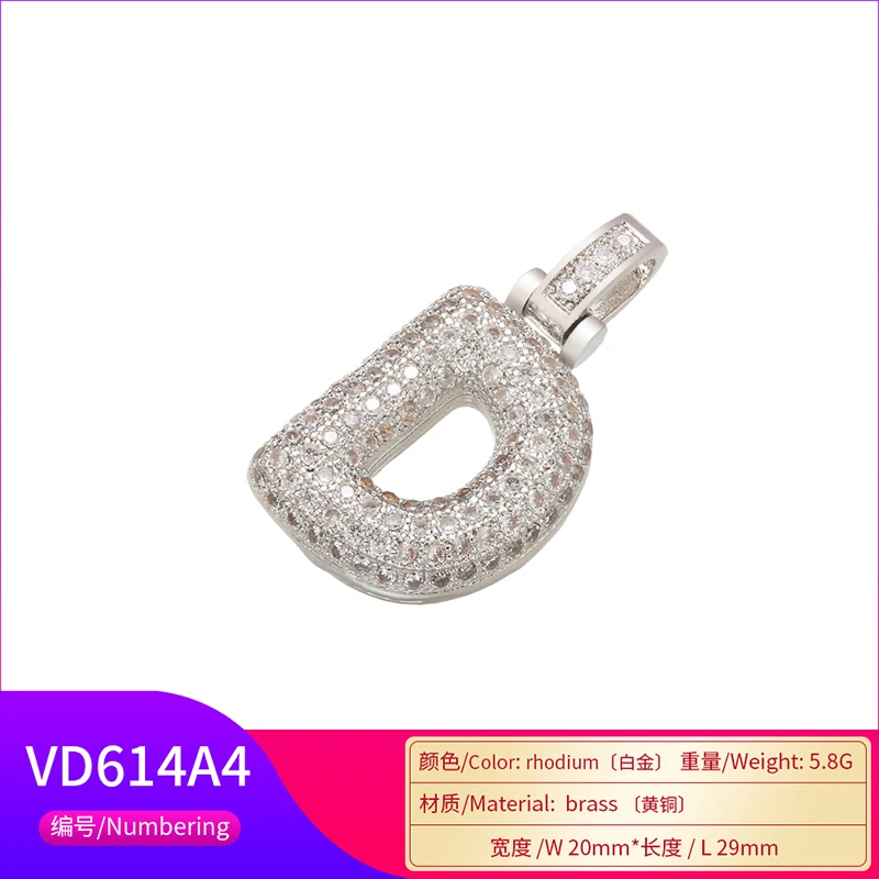 ZHUKOU 20x29mm 여성을위한 섬세한 26 실버 컬러 편지 펜던트 수제 DIY 목걸이 귀걸이 쥬얼리 액세서리 모드: VD614