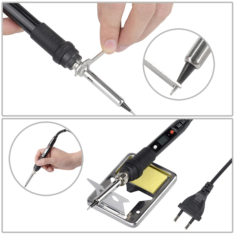 JCD 전기 납땜 인두 80W LCD 디지털 디스플레이 온도 조절 가능 납땜 인두 팁, 220V/110V 용접 납땜 도구 908S