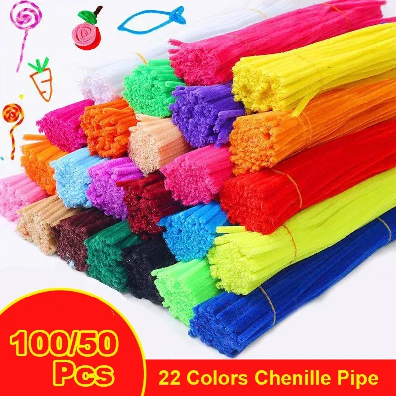 100/50Pcs 셔닐 실 줄기 대량 22 색 셔닐 실 파이프 클리너 줄기 어린이 예술 및 공예 프로젝트 및 장식 (6 mm x 12 인치) title=100/50Pcs 셔닐 실 줄기 대량 22 색 셔닐 실 파이프 클리너 줄기 어린이 예술 및 공예 프로젝트 및 장식 (6 mm x 12 인치) 