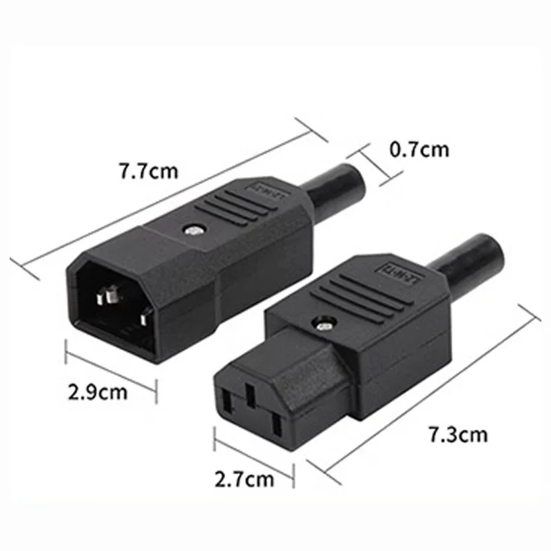 IEC320 10A 250V 검정색 남성 여성 도킹 플러그 커넥터 Rewireable C13 C14 플러그 Rewirable Power Konektor 3 핀 AC 소켓