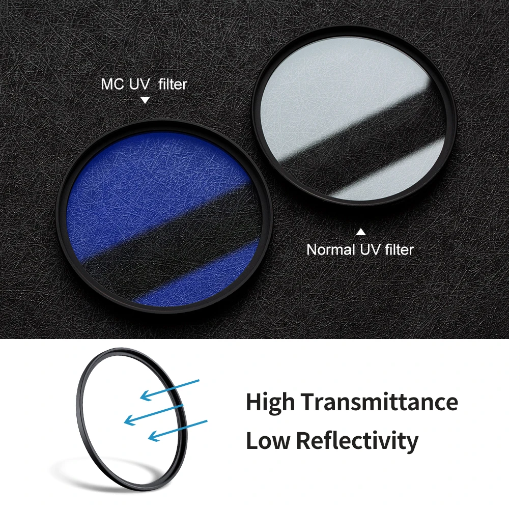 K&F Concept MC UV 보호 필터 울트라 슬림 멀티 코팅 HD 37mm 43mm 46mm 49mm 52mm 55mm 58mm 62mm 67mm 72mm 77mm 82mm
