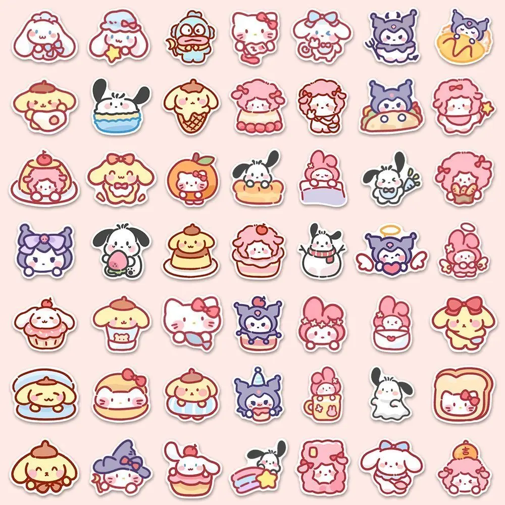 귀여운 만화 Sanrio 스티커 100pcs 내 멜로디 Kuromi 핸드백 장식 스티커 Cinnamoroll 어린이 선물 스티커 가방