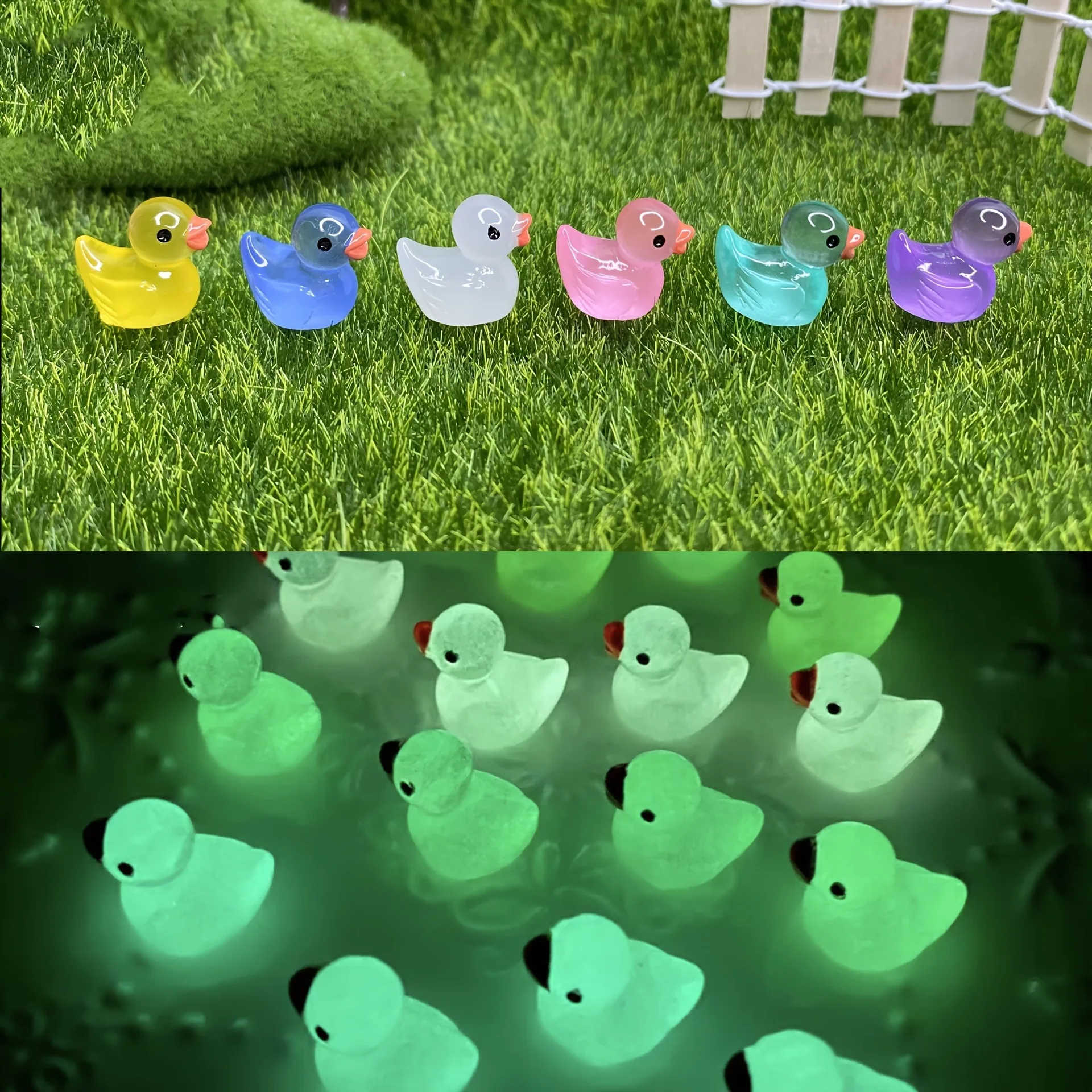 50PCS 빛나는 미니 수지 작은 오리 이끼 Microlandscape 소형 오리 인형 요정 정원 액세서리 홈 장식