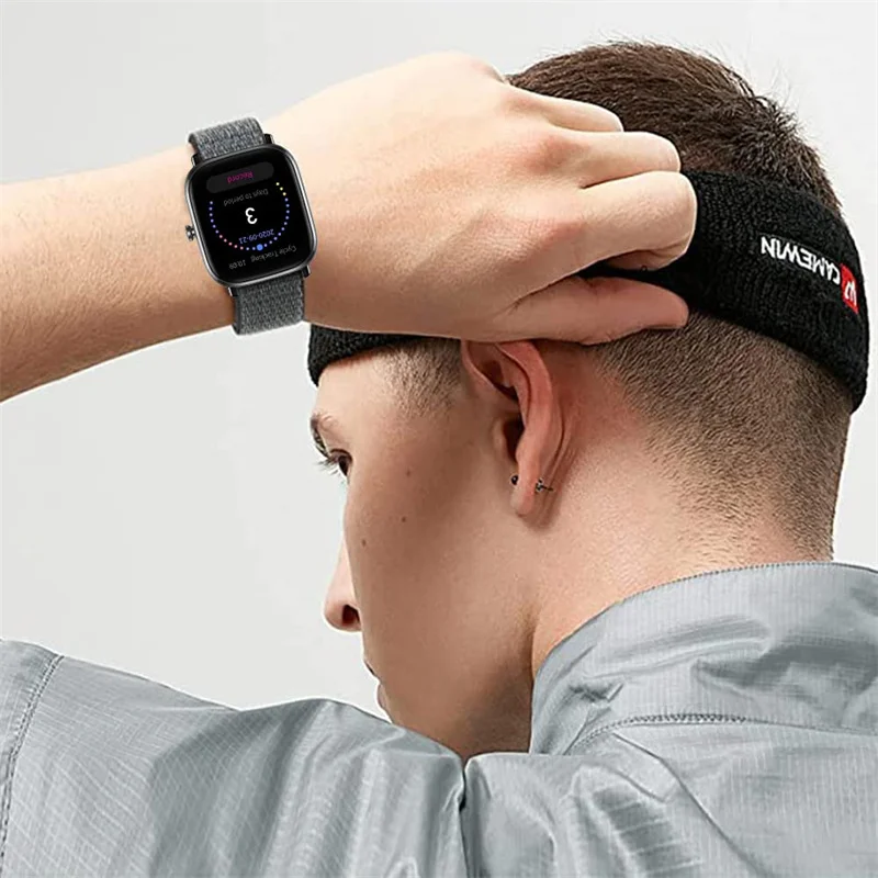 Amazfit GTS4/2/3/3pro/2e/GTS2 Mini/GTR 4 42mm/47mm/GTR2/2e/stratos 벨트 팔찌 Amazfit bip 스트랩 용 20mm 22mm 나일론 루프 밴드