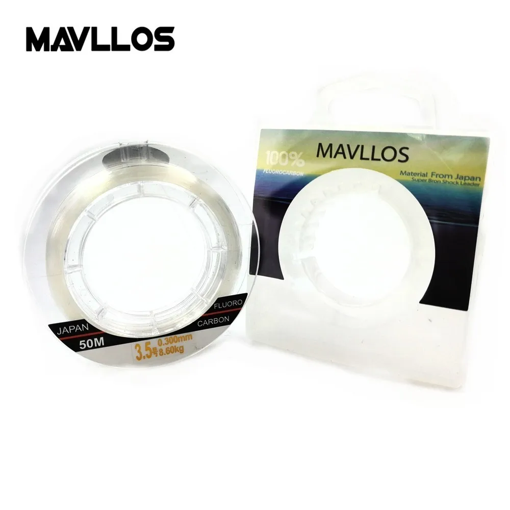 Mavllos 풀 싱크 플루오로카본 낚시 라인 50m 100m 100% 모노필라멘트 잉어 낚시 라인 리더 일본 탄소 섬유 라인