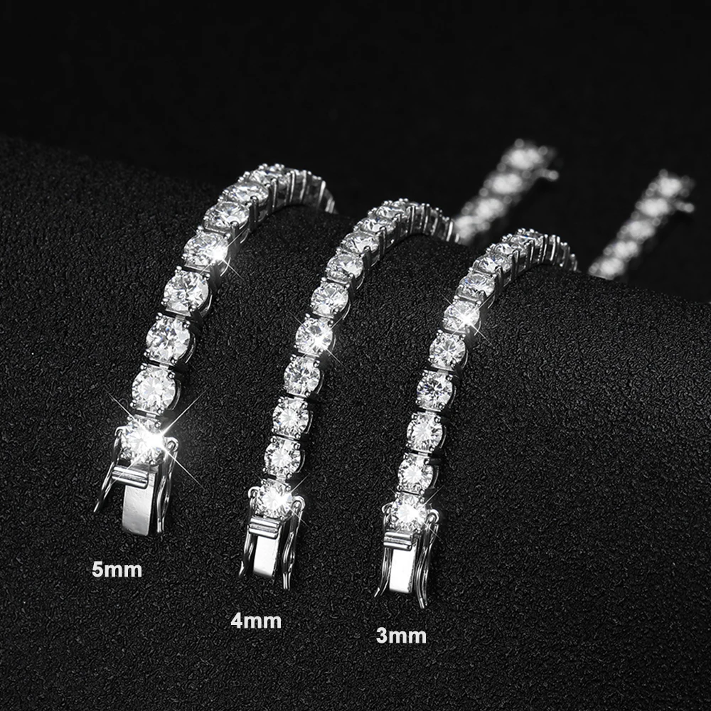 KNOBSPIN D VVS1 모이사나이트 테니스 팔찌, 오리지널 s925 스털링 실버 도금, 18k 화이트 골드, GRA 팔찌, 여성 남성
