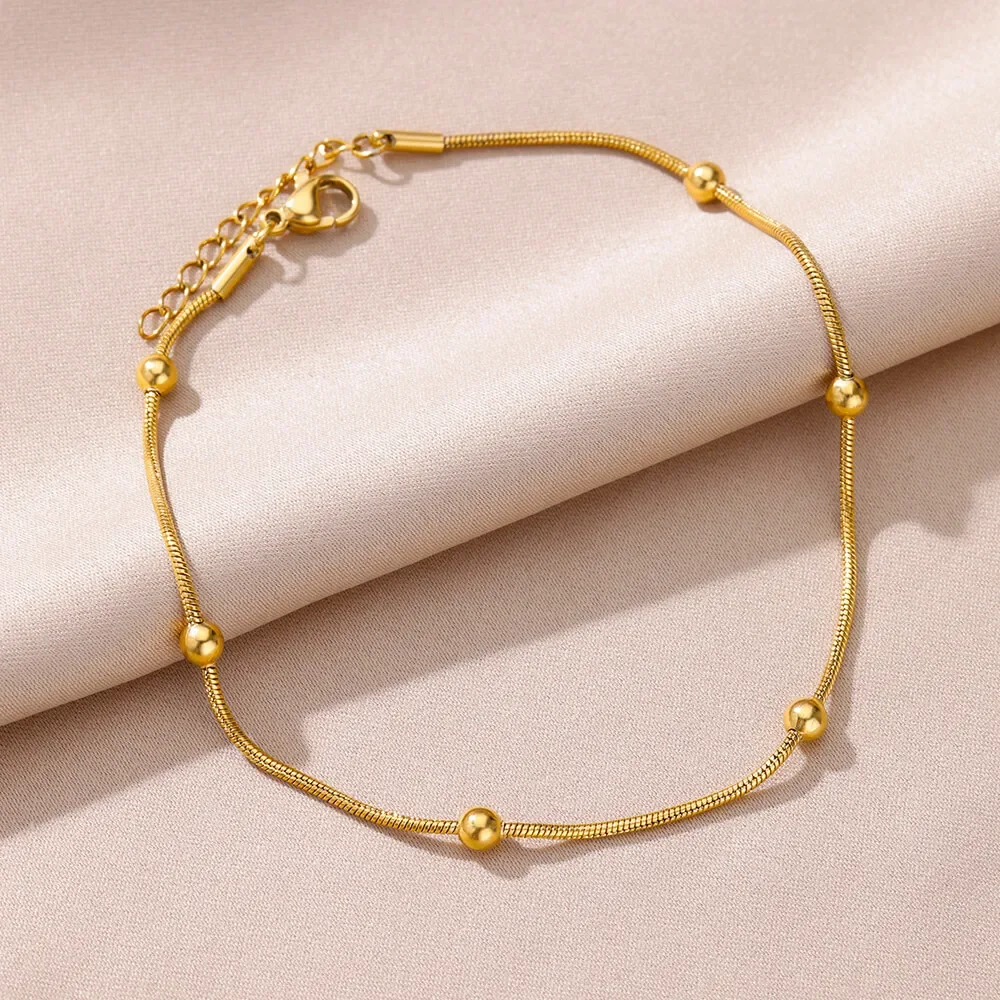 여성을위한 Anklets 여름 해변 액세서리 스테인레스 스틸 모조 진주 체인 Anklet 골드 컬러 다리 팔찌 Bodychain 선물