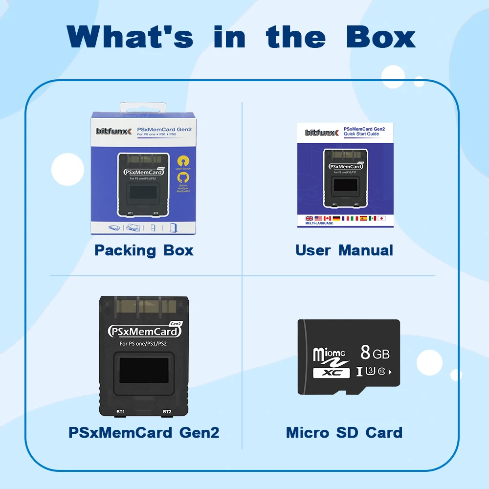 BitFunx PSxMemCard Gen2 SD2PSX 메모리 카드(PS1/PS2용) SD 카드 리더 카드 어댑터(PS One 게임 콘솔용) 데이터 게임 카드 저장