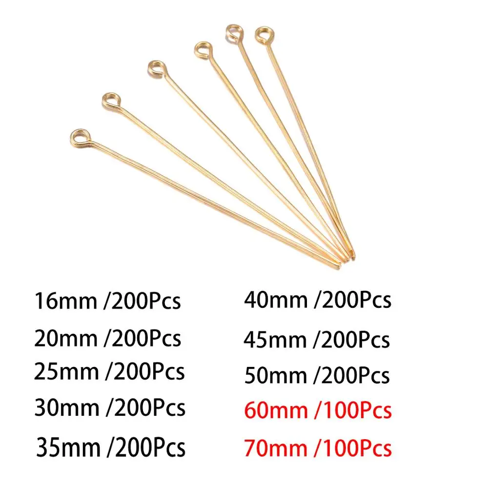 100/200 개/몫 3 스타일 16-60mm 아이 핀 볼 헤드 핀 귀걸이 팔찌 펜던트 쥬얼리 결과 DIY 용품 만들기