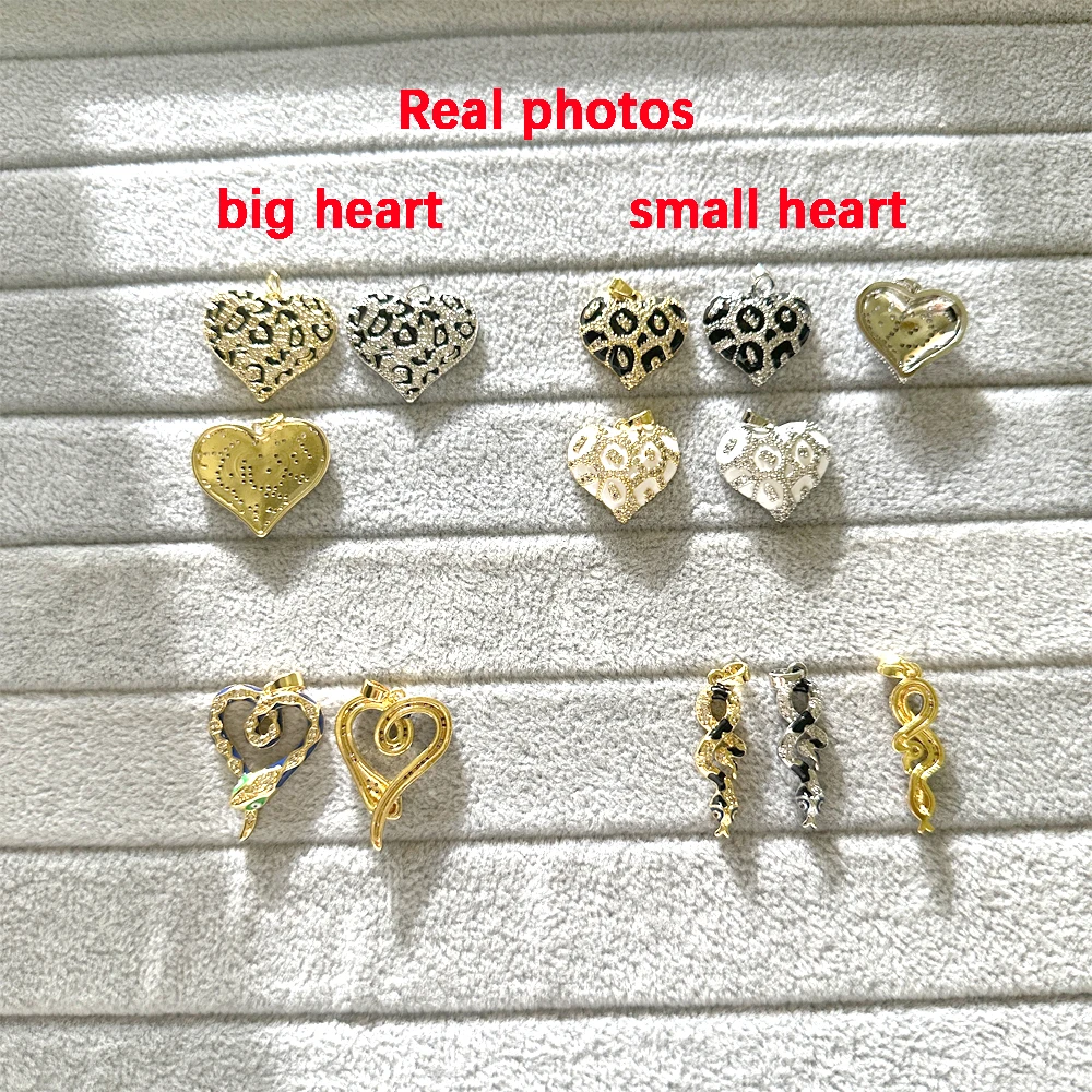 BenS 레오파드 패턴 하트 펜던트, 에나멜 드리핑 오일 참, DIY 수제 목걸이 쥬얼리 액세서리 도매, P17