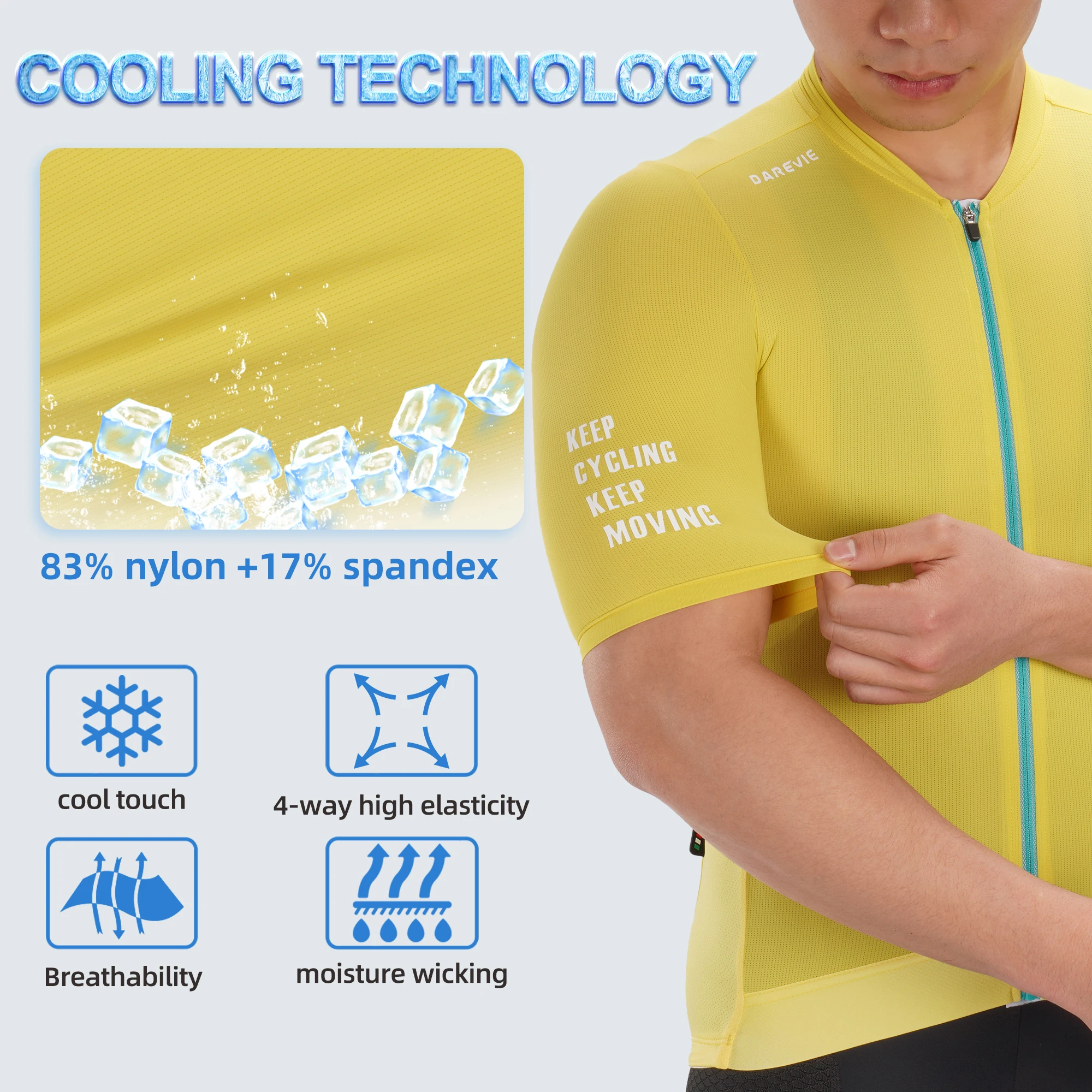 DAREVIE 남성용 사이클링 Maillot 멋진 기술 사이클링 저지, 통기성 빠른 건조 사이클링 의류, 남성용 스몰 사이즈