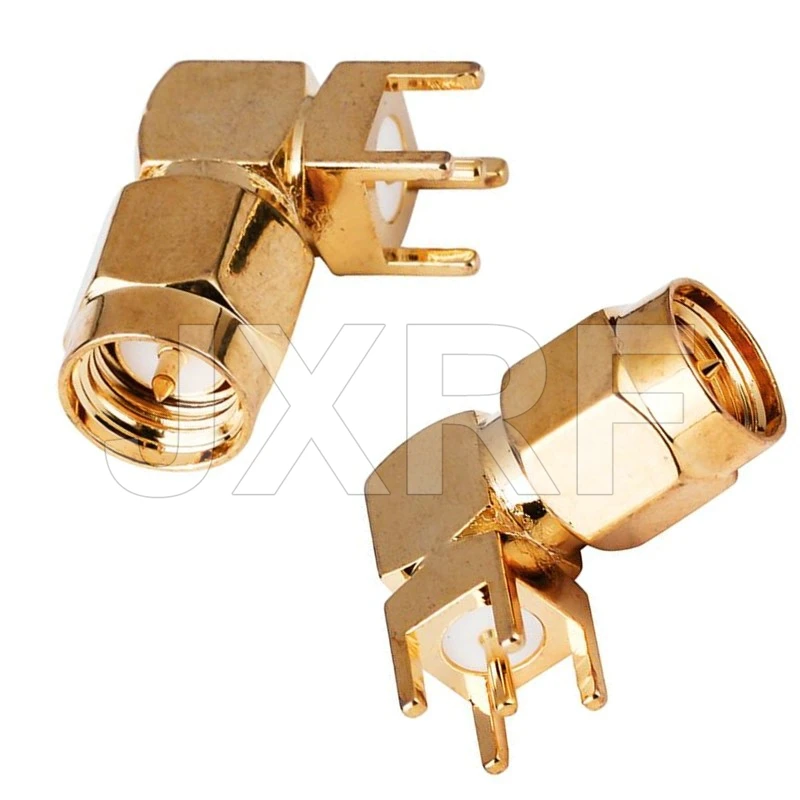 10Pcs SMA 암 잭 수 플러그 어댑터 솔더 에지 PCB 스트레이트 직각 마운트 RF 구리 커넥터 플러그 소켓