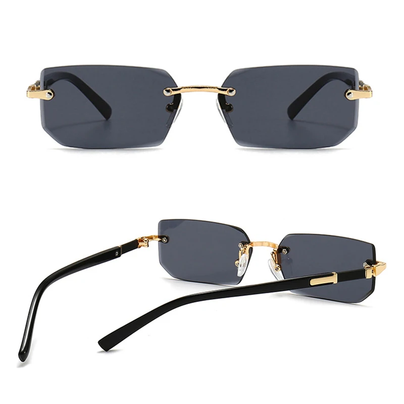 패션 무테 선글라스 남성 여성 인기 Frameless Sun Glasses 남성 여성 클래식 작은 사각형 여름 여행 그늘