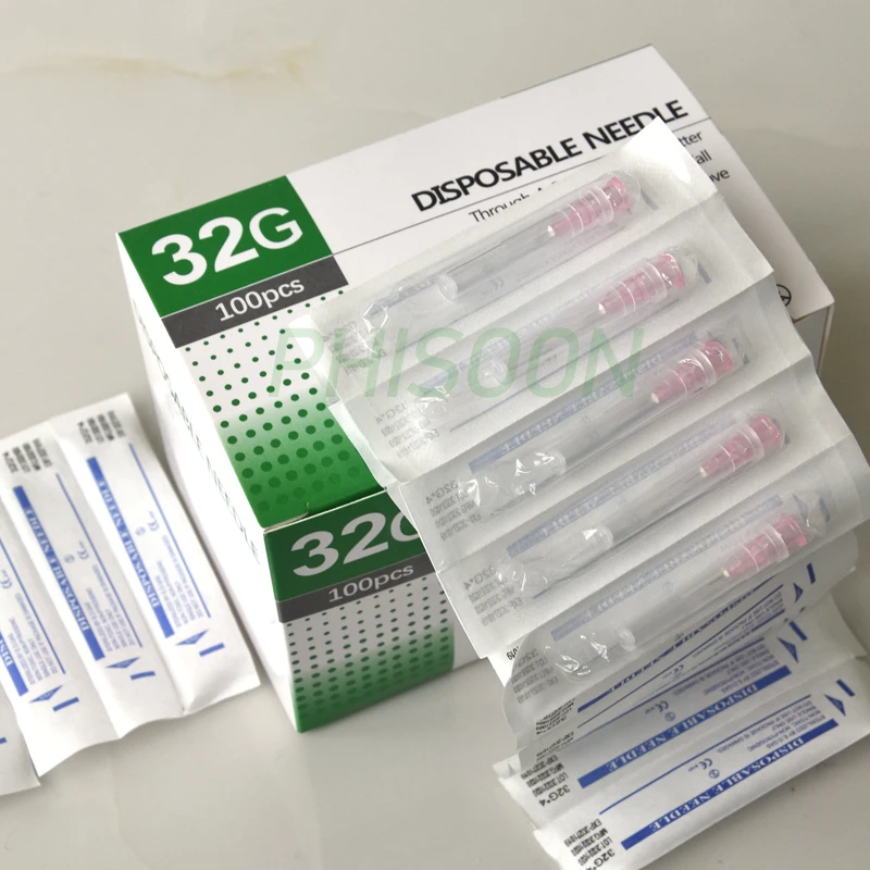 100pcs 무통 작은 바늘 무통 아름다움 초극세 32G * 4mm, 32G * 13mm 주사기 한국어 바늘 눈꺼풀 도구