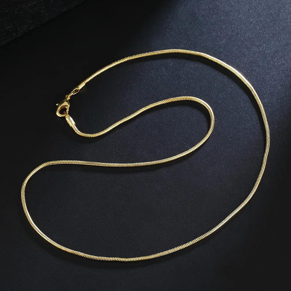 ALIZERO 18K 골드 2mm 스네이크 체인 목걸이 16/18/20/22/24/26/28/30 인치 여성 남성 패션 파인 쥬얼리 선물