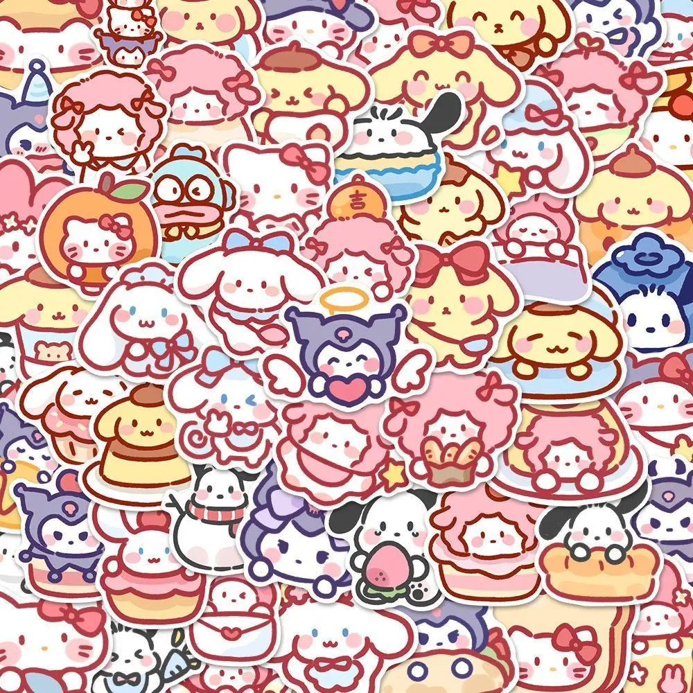 귀여운 만화 Sanrio 스티커 100pcs 내 멜로디 Kuromi 핸드백 장식 스티커 Cinnamoroll 어린이 선물 스티커 가방