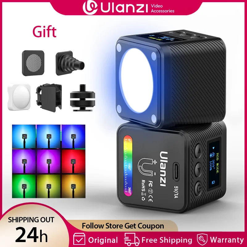 울란지 L2 RGB 미니 COB 비디오 조명 360 °   DSLR 카메라 번개 사진 블로그 라이브용 디퓨저가 포함된 풀 컬러 자기 조명 title=울란지 L2 RGB 미니 COB 비디오 조명 360 °   DSLR 카메라 번개 사진 블로그 라이브용 디퓨저가 포함된 풀 컬러 자기 조명 