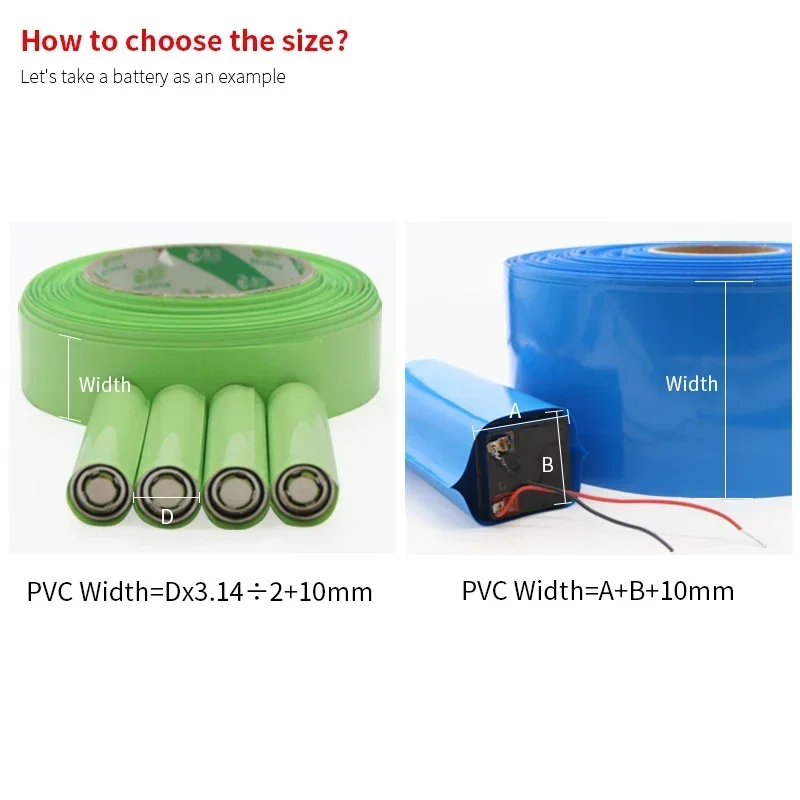 18650 Lipo 배터리 PVC 열 수축 튜브 팩 폭 17mm ~ 80mm 절연 필름 랩 리튬 케이스 케이블 슬리브 블루