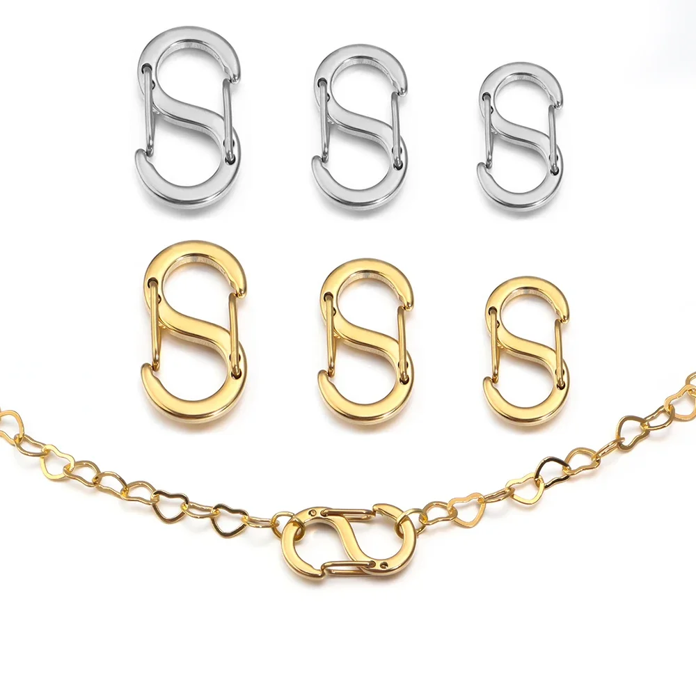 2-5pcs 스테인레스 스틸 세련 된 편지 S 버클 골드 도금 랍스터 걸쇠 후크 커넥터 목걸이 DIY 쥬얼리 만들기 용품 title=2-5pcs 스테인레스 스틸 세련 된 편지 S 버클 골드 도금 랍스터 걸쇠 후크 커넥터 목걸이 DIY 쥬얼리 만들기 용품 