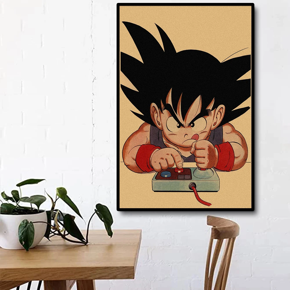 일본 주변 애니메이션 레트로 드래곤 볼 포스터 Goku Gohan Vegeta 피콜로 Friza 캔버스 회화 인쇄 벽 예술 어린이 선물