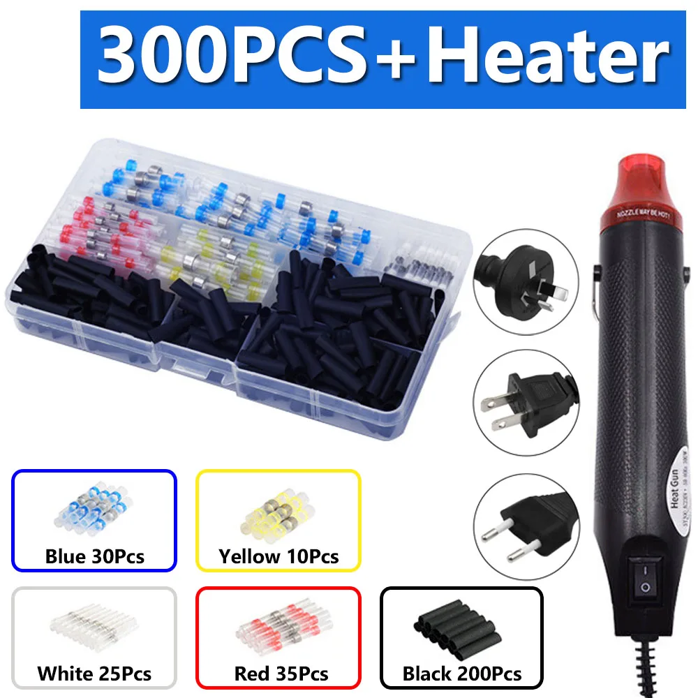 300W 전기 미니 히트 건 DIY 공예 엠보싱 수축 포장 PVC에 대 한 300PCS 열 수축 엉덩이와 휴대용 뜨거운 공기 총