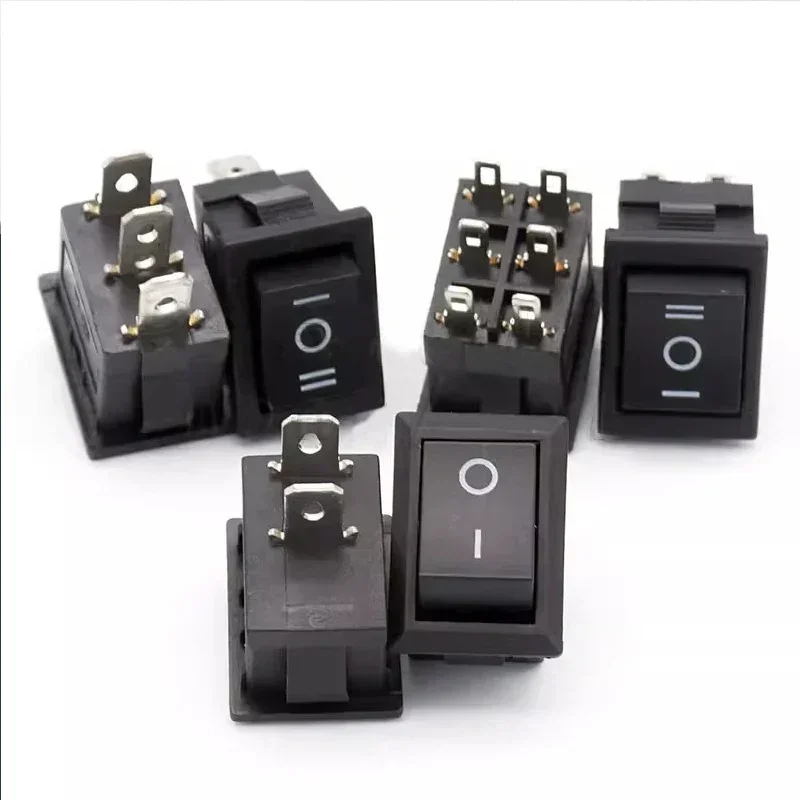 10Pcs KCD1 시리즈 2/3/4 핀 보트 자동차 로커 위치 전원 스위치 15mm x 21mm 블랙 레드 그린 6A/250V 10A/125V AC 도매