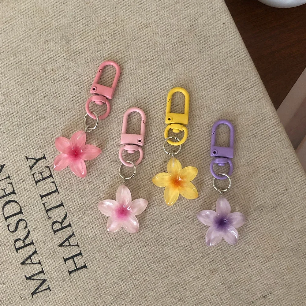 귀엽고 다채로운 젤리 플라워 키 체인, 컬러 DIY 플라워, 귀여운 키 체인 펜던트, 학생 및 여아용 송진 가방 펜던트, 열쇠 고리 쥬얼리