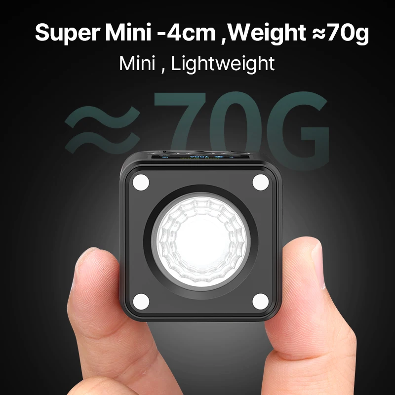 울란지 L2 RGB 미니 COB 비디오 조명 360 °   DSLR 카메라 번개 사진 블로그 라이브용 디퓨저가 포함된 풀 컬러 자기 조명