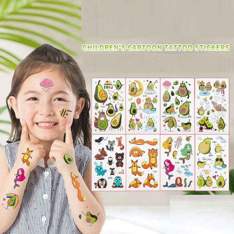 60PCS 어린이를위한 새로운 임시 문신 스티커 어린이 방수 문신 축제 glitters 얼굴 소녀 소년 어린이 미니 가짜 문신
