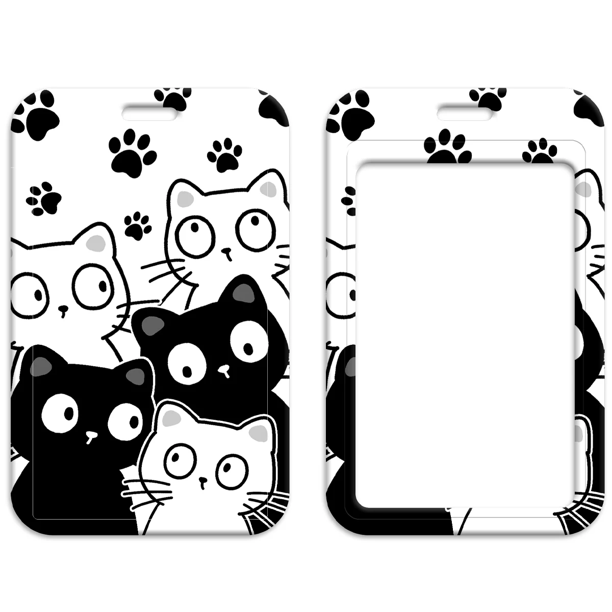 Kawaii 고양이 자격 증명 홀더 키용 귀여운 고양이 발 매는 밧줄 넥 스트랩 ID 카드 체육관 전화 스트랩 키 체인 열쇠 고리 액세서리