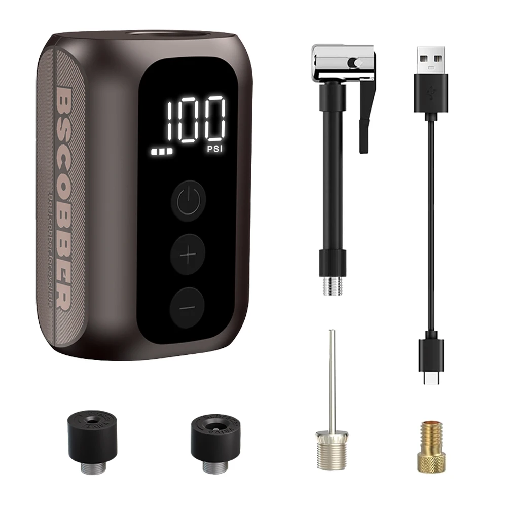 BSCOBBER A5mini 휴대용 공기 펌프 휴대용 충전식 무선 자전거 액세서리 타이어 팽창기 100PSI 고압