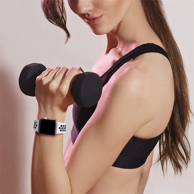 Apple Watch 밴드 용 스트랩 46mm 44mm 49mm 45mm 40mm 41mm 38 42mm correa 통기성 팔찌 iwatch 시리즈 10 8 SE 7 6 5 9 Ultra