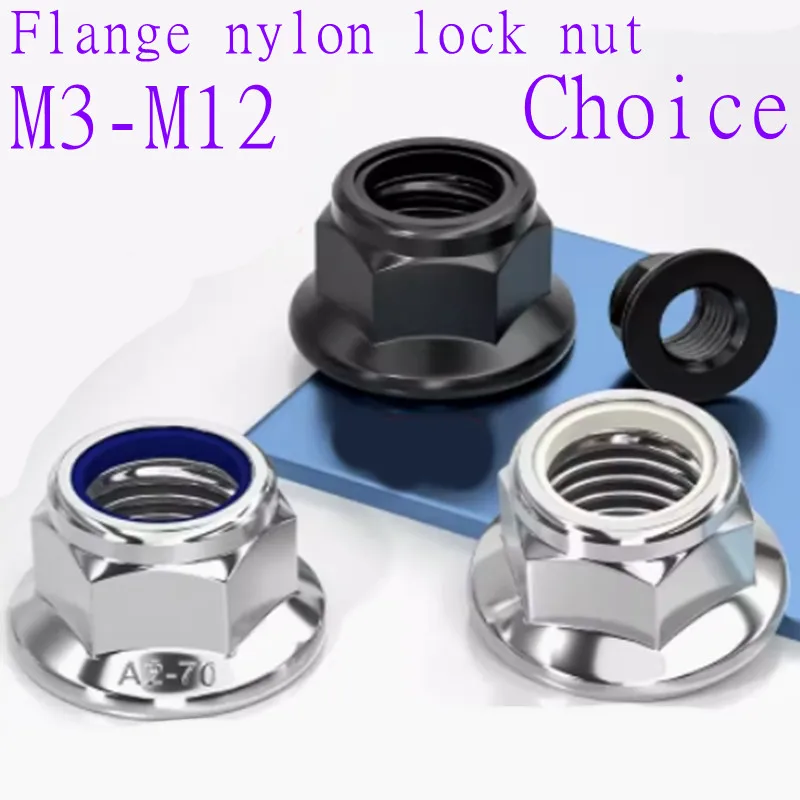 2-50pcs M3 M4 M5 M6 M8 M10 M12 검정색 플랜지가있는 스테인레스 스틸 나일론 잠금 너트 삽입 잠금 너트 자동 잠금 Nylock 너트 title=2-50pcs M3 M4 M5 M6 M8 M10 M12 검정색 플랜지가있는 스테인레스 스틸 나일론 잠금 너트 삽입 잠금 너트 자동 잠금 Nylock 너트 