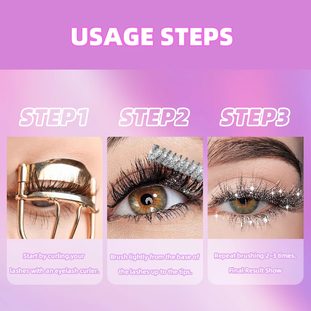 1 PC 다이아몬드 마스카라 샤이닝 갤럭시 스팽글 땀 방지 글리터 속눈썹 빠른 건조 지속 컬링 두꺼운 마스카라 쉬머 메이크업