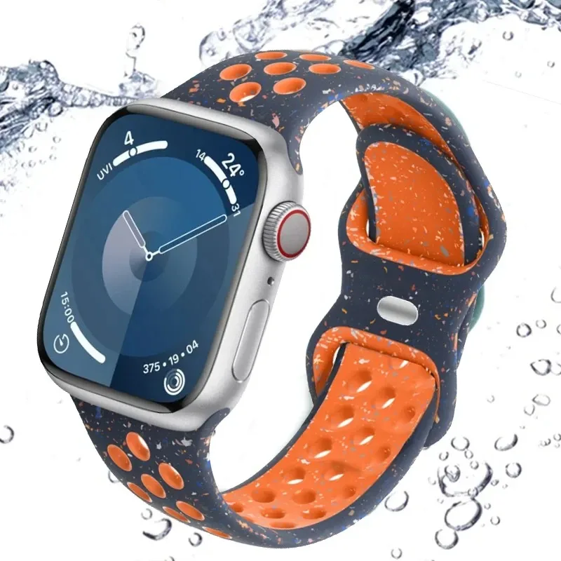 Apple Watch 밴드 용 스트랩 46mm 44mm 49mm 45mm 40mm 41mm 38 42mm correa 통기성 팔찌 iwatch 시리즈 10 8 SE 7 6 5 9 Ultra
