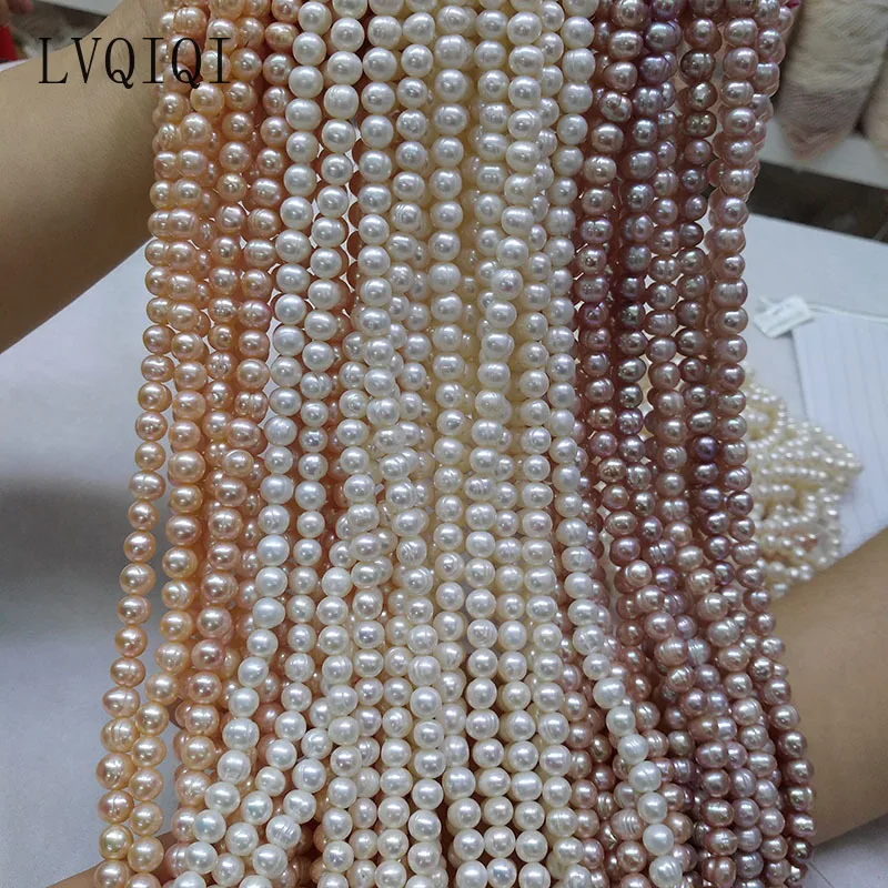천연 담수 진주 비즈 DIY 여성 목걸이 팔찌 쥬얼리 만들기위한 고품질 36cm 펀치 라운드 느슨한 진주 구슬